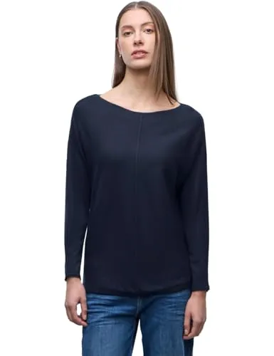 Street One Basic Dolman Pullover deep Blue - Pullover für Damen mit U-Boot-Ausschnitt, bietet angenehmen Tragekomfort und lässigen Look für jeden Anlass.