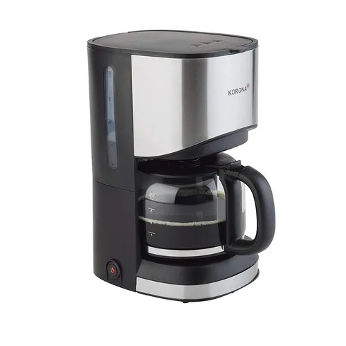 Korona 10252 Kaffeemaschine schwarz-Edelstahl – 10 Tassen Filterkaffee - Kaffeemaschine mit klassischem Design und 900 Watt Leistung; die Glaskanne ist einfach entnehmbar, ideal für 10 Tassen voll aromatischen Kaffeegenuss.