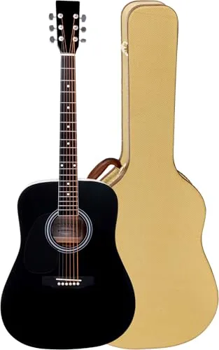 Classic Cantabile WS-10BK-LH Westerngitarre Schwarz – Linkshänder-Modell - Dreadnought-Style Westerngitarre für Linkshänder, inklusive Hardcase, ideal für Einsteiger und Profis, hochwertige Materialien für besten Klang.