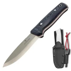 Victorinox Outdoor Master Mic L Taschenmesser - Taschenmesser mit robustem Micarta-Griff und drop-point Klinge, ideal für Bushcraft und Outdoor-Aktivitäten. Inklusive FireSteel für einfaches Entzünden.