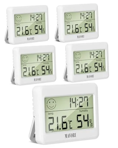 MAVORI® 5 St. Hygrometer Thermometer innen mit Uhr von MAVORI