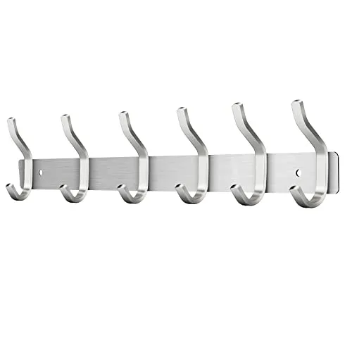 MEIJO Edelstahl Garderobenhakenleiste mit 6 Haken in silber von MEIJO