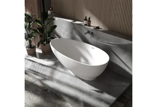 Bernstein Badewanne VIGO Weiß matt 150 x 75 cm – Freistehende Mineralguss Badewanne - Genießen Sie entspannende Momente in der eleganten BERNSTEIN Badewanne VIGO aus hochwertigem Mineralguss. Ihr zeitloses Design und die wärmeisolierenden Eigenschaften machen sie zur perfekten Wahl für Ihr Badezimmer.