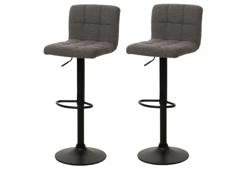 PROREGAL® Barhocker 2x Barhocker mit Lehne Sitzhöhe 63-83cm drehbar Stoff Dunkelgrau