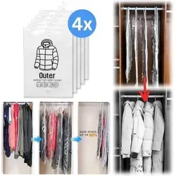 Hängende Vakuum-Aufbewahrungsbeutel für Kleidung (4 Stück) Luftdicht - VACUHANG