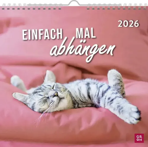 Wandkalender 2026: Einfach mal abhängen - Humor Geschenkbücher - Lustiger Katzenkalender mit witzigen Fotos und Sprüchen, ideal für Katzenliebhaber und zur Auflockerung jeder Wand.