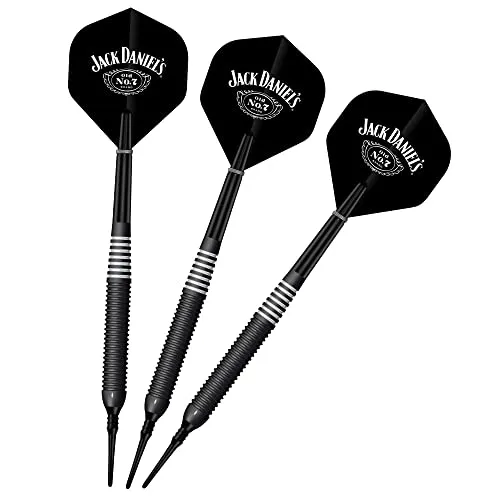Jack Daniel's Offiziell lizenziertes Messing-Dart-Set mit weicher Spitze, elektrischer schwarz-weißer Ring, 19 g (D9703)