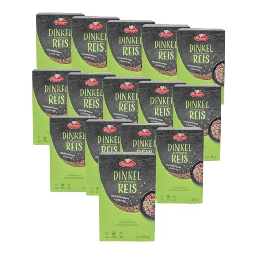 Bielmeier Küchenmeister Dinkelreis 15×500 g – vorgegarter Dinkelreis für kreative Gerichte - Schnell zubereitet in ca. 10 Minuten, ideal für Bowls, Salate und Pfannengerichte. Mit wertvollen Ballaststoffen und mild-nussigem Geschmack ist dieser Dinkelreis die gesunde Beilage für eine ausgewogene Ernährung. Praktische 15×500 g Vorratspackung.