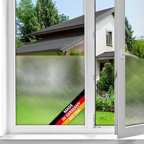 d-c-fix Fensterfolie Milky - 90 cm x 1,5 m – statische Sichtschutzfolie mit modernem Muster für Glasflächen – selbsthaftend, blickdicht, dekorativ