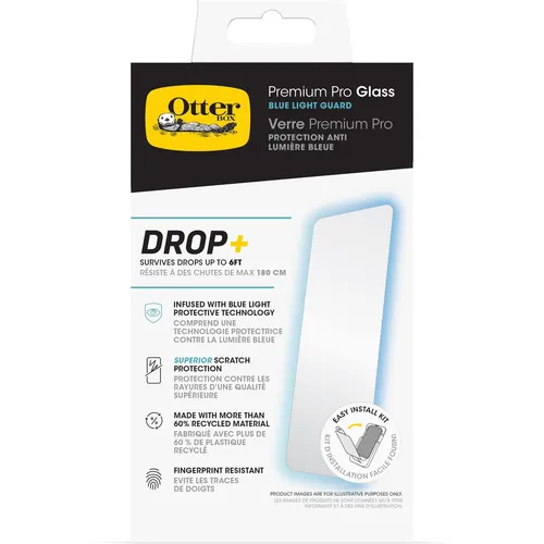OtterBox Premium Pro Glass Blue Light Guard iPhone 16 - Displayschutzfolie mit 9H Härte, schützt vor Kratzern und schädlichem Blaulicht, umweltfreundlich aus über 60 % recyceltem Material