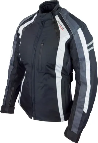 roleff Motorradjacke DAMEN RO980 schwarz-weiß-grau, atmungsaktiv & wasserdicht - Hochwertige Motorradjacke für Damen mit herausnehmbaren Protektoren und praktischen Taschen. Ideal für sportliche Fahrten und optimalen Tragekomfort.