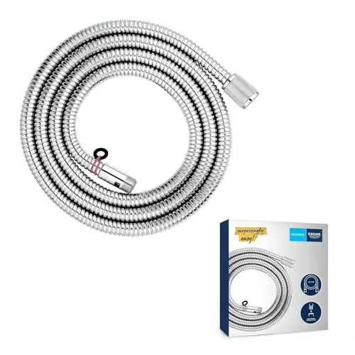 GROHE Vitalioflex Metallbrauseschlauch 2000 mm - knickfest & hitzebeständig - Duschkopfschläuche mit verstärkter Ausführung, hitzebeständig bis 75°C und druckbeständig bis 16 bar für ein optimales Duscherlebnis ohne Störungen.