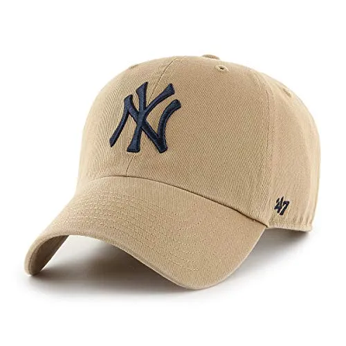 New York Yankees Baseballcap - CLEAN UP Khaki 47 - Unisex Baseballcap in Khaki, ideal für sportliche Freizeitaktivitäten. Hergestellt aus 100% Baumwolle für hohen Tragekomfort. Einheitsgröße, perfekt für den Sommer.