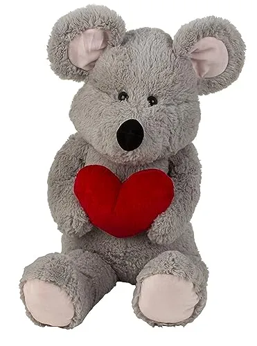 Lifestyle & More Riesen Plüschtier Maus Kuschelbär XL - 100 cm grau mit Herz - Stofftiere & Teddybären: Flauschige Maus in grau mit 100 cm Länge und rotem Herz, ideal als liebevoller Begleiter für Kinder und das perfekte Geschenk für jeden Anlass.