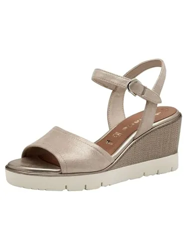 Tamaris Sandalette Damen Keilabsatz beige, EU 40 - Bequeme Sandalette mit Keilabsatz und TOUCH-IT Funktion für optimalen Tragekomfort. Ideal für den Alltag, bietet sie eine angenehme Laufsohle und sicheren Halt durch den Schließeverschluss.