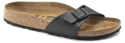 Birkenstock Madrid Sandalen Damen in black, Größe 39 - Elegante Sandalen mit anatomisch geformtem Kork-Latex-Fußbett für optimalen Tragekomfort; ideal für den ganzen Tag, perfekt für Sommeroutfits.