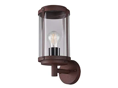 meineWunschleuchte Außenwandlaterne - Aluminium in Rostoptik, 32cm hoch - Lampen - Stilvolle Außenwandlaterne aus Aluminium in Rostoptik, mit austauschbarem E27 LED 4W für warmweißes Licht und IP44 Schutzklasse für den Außenbereich.