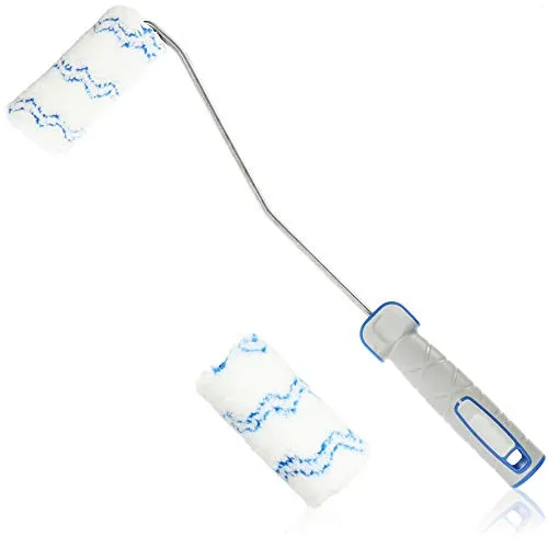 com-four® Farbrollenset - bestehend aus 1x Bügel und 2X Farbrolle - mittelflorige 10cm Farbwalze, 40cm Bügel, Ersatzrolle - Profi-Malerzubehör für DIY-Heimwerker