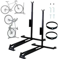 CCLIFE Fahrradständer Boden 2er - Hochkant und Horizontal für Mountainbikes und Rennräder - Fahrradhalter- & -ständer mit 6 verstellbaren Höhen für Fahrräder von 24-29 Zoll, stabil und platzsparend. Ideal für Garage, Schlafzimmer oder Balkon.