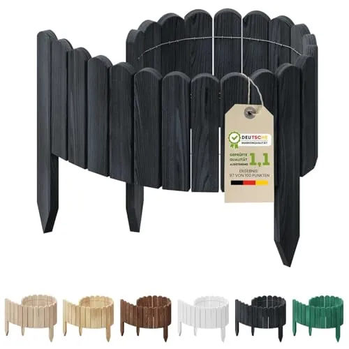 Floranica Flexibler Holzzaun 100 x 20 cm Anthrazit von Floranica
