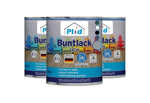 plid Acryl-Buntlack - Hochwertige Holzfarbe für Möbel und Türen - Buntlacke für Innen- und Außenanwendungen, ideal für Holz und Metall. Kinderspielzeug geeignet (DIN EN 71.3) und einfache Verarbeitung ohne Grundierung in vielen Fällen.