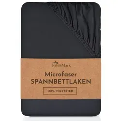 NatureMark Spannbettlaken Mikrofaser Spannbetttuch, Polyester, Gummizug: rundum, viele Größen und Farben Markenware, 120x200 cm, Schwarz schwarz 120 cm x 200 cm