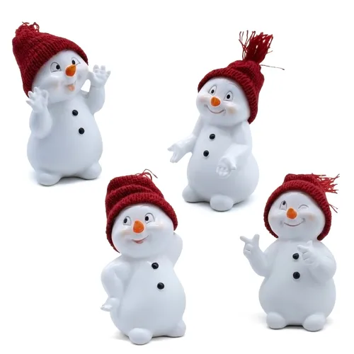 Schnee Mann Deko Figur 13cm - 4er Set - Weihnachten Winter Tisch Deko Aufsteller