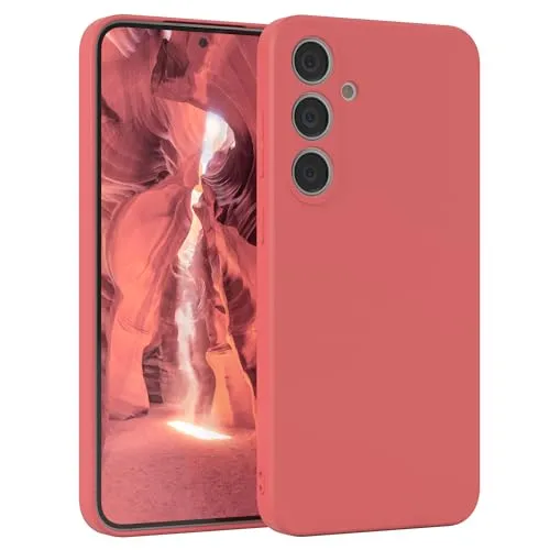 EAZY CASE - Silikonhülle für Galaxy S25 Plus Hülle Silikon Case Rot weich stoßfeste Handyhülle Schutzhülle mit Kameraschutz Dünn Premium Schutz Cover TPU Phone Bumper in Pastell Hellrot Matt