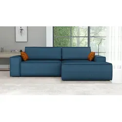 Ecksofa TOR mit Schlaffunktion. Farbe: Blue. - Blau