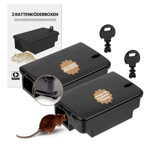 Rattenköderbox für Haus Garten Industrie zum Auslegen von Rattengift schwarz 2 x