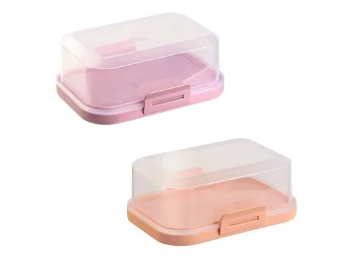 Engelland Butterdose Stapelbare Butter-/Käsedose, Kunststoff, (Vorteils-Set, 2-tlg., mit sicherem Klickverschluss), stapelbar, platzsparend, Ordnung im Kühlschrank, BPA-Frei, Mehrzweck