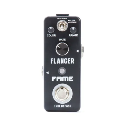 Fame LEF-312 Flanger - Kompaktes Gitarren Effektgerät - Gitarren-Effektgerät mit True Bypass und präzisen Reglern für Color, Range und Rate. Erleben Sie den psychedelischen Sound der 70er Jahre in kompakter Form.