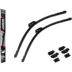 MARUTA FLAT WIPER SILICONE Scheibenwischblätter - Lotus Perl-Effekt - Scheibenwischerblätter mit innovativer Silikon-Technologie für wasserabweisende Beschichtung und optimale Sicht bei jedem Wetter. Einfache Installation dank Adapter.