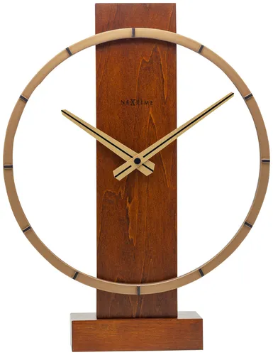 Carl Table / Wall Clock - Modern Design in Brown - Wohnaccessoires: Stilvolle Tisch- und Wanduhr aus Holz und Stahl, ideal für jeden Raum mit 12-Stunden-Anzeigeformat und modernem Look.