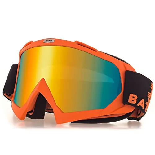 Motocross Brille Mtb Brille Dirt Bike ATV Crossbrille goggle Sicherheit Tactical Riding Motorradbrillen für Herren Damen Jugend (Orange, Large)