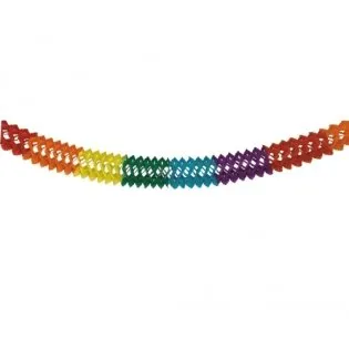 Papiergirlande, d=16 cm , 6m Regenbogen, Bunte Partygirlande f. Geburtstag & Fasching