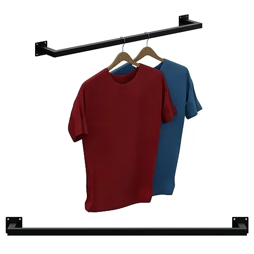 Garderobenstange Kleiderständer Metall Schwarz 90x12cm - Kleiderständer aus robustem Stahl für platzsparende und stilvolle Organisation Ihrer Garderobe. Ideal für moderne Wohnräume.