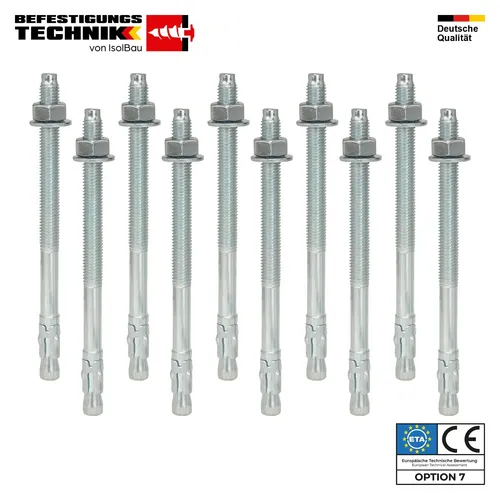 Schwerlastanker ETA Verzinkt Stahl M12x180mm Bolzenanker Schwerlastdübel 10 Stk.