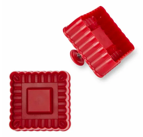 STÄDTER Ausstechform Quadrat Gewellt mit Auswerfer, Kunststoff