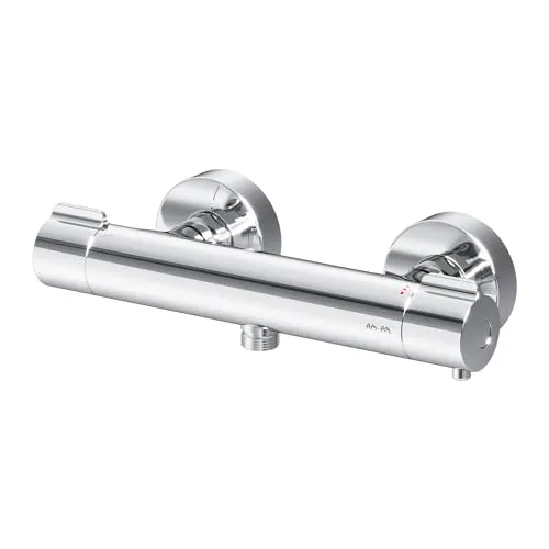 AM.PM GEM FGA40000 Duscharmatur Thermostat - Duscharmatur mit Verbrühschutz bei 38℃, ideal für Haushalte mit Wasserdruckschwankungen. Robuste Messingkonstruktion sorgt für konstante Wassertemperatur und einfache Installation.