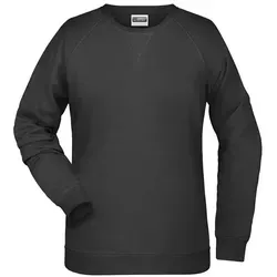 Damen Sweatshirt Raglanärmel JN8021 - James & Nicholson Black XL - Stylisches Damen Sweatshirt mit Raglanärmeln, ideal für Freizeit und Büro. Hochwertiger Stoff sorgt für optimalen Komfort und perfekte Passform in Größen XS bis 3XL.