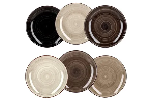 MamboCat Frühstücksteller 6er Set Kuchen- Dessertteller Grey 19,5cm - Frühstücksteller aus hochwertigem Steingut, ideal für stilvolle Tischdekorationen und vielseitige Anwendungen.