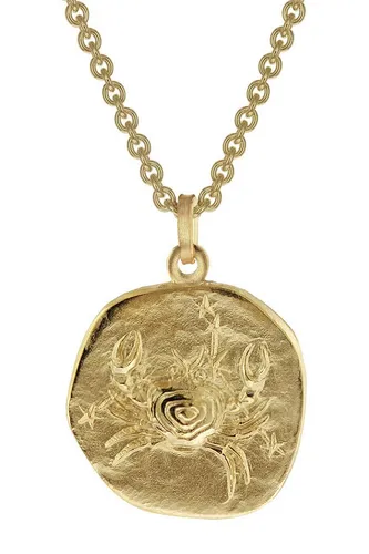 trendor Kette mit Anhänger Krebs Sternzeichen - Gold auf Silber - Ketten mit Anhänger: Elegante Halskette mit Krebs-Anhänger aus Sterlingsilber 925, goldplattiert, ideal für Sternzeichen-Liebhaber. Inklusive Pflege-Tuch!