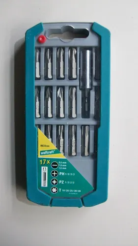 Wolfcraft 8633000 Bit-Set 17teilig Schlitz, Kreuzschlitz Phillips, Kreuzschlitz
