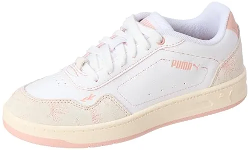 PUMA Damen Court Classy Crafted Flowers Sneaker, White-Rose Quartz, 41 EU - Damen-Sneaker mit floralem Design für einen stilvollen Look und optimalen Tragekomfort.