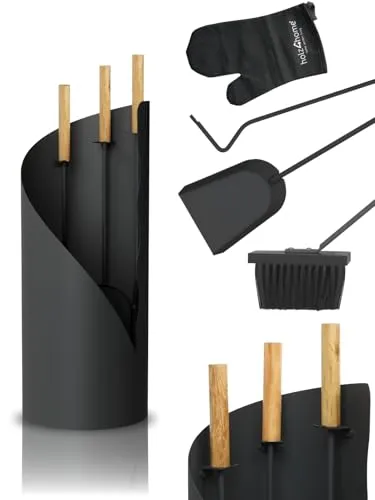 holz4home 5-tlg. Kaminbesteck Grauschwarz