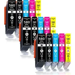 15er Pack Druckerpatronen 580 581 XXL kompatibel mit Canon TS9550
