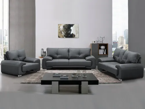 Couchgarnitur Maxime - Stilvolle Polstergarnitur aus Kunstleder 3+2+1 - Couchgarnituren, modernes Design mit bequemem, mittelhartem Sitz und dekorativem Nähen, ideal für Wohnzimmer oder Jugendzimmer.