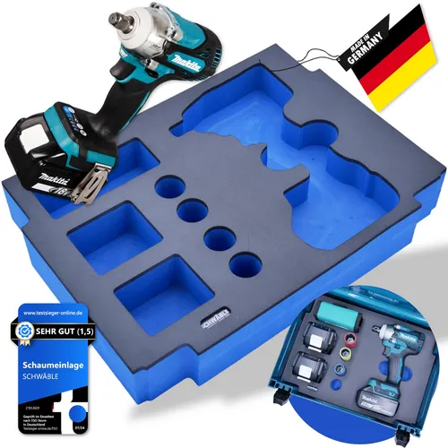 SCHWÄBLE® Schaumeinlage für Makita Schlagschrauber DTW300/301 - Akkuschrauber-Zubehör, passgenaue Schaumstoffeinlage für sicheren Transport und optimalen Schutz Ihrer Werkzeuge in MAKPAC Boxen.
