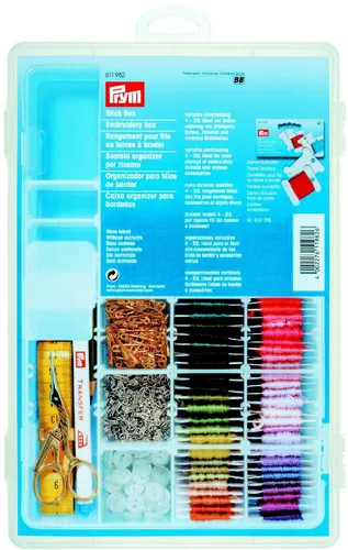 Prym 611982 Aufbewahrungsbox für Stickgarn und Stichzubehör variable Einsätze